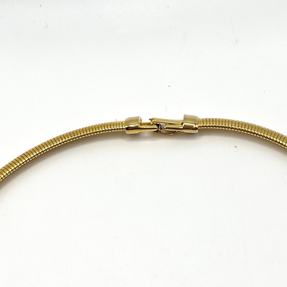 Vintage Gold Tone Omega Choker Necklace Cleopatra 80s Style 17" - Picture 6 of 10